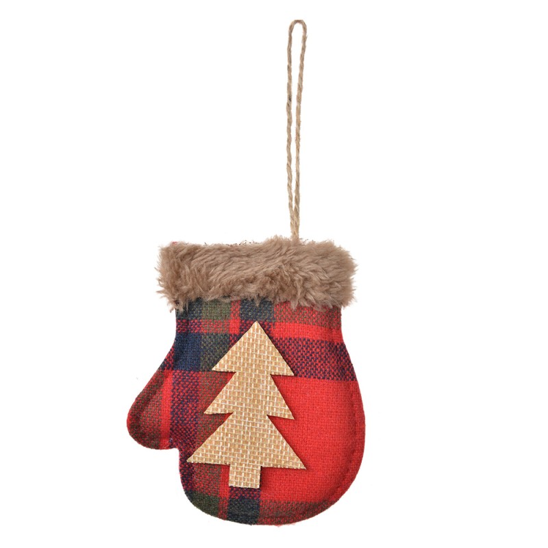 Clayre & Eef Christmas Ornament Mittens 10 cm Red Synthetic