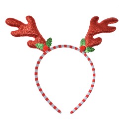 Clayre & Eef Weihnachts-Haarband 20x3x21 cm Rot Kunststoff Geweih