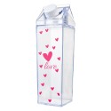 Clayre & Eef Bouteille d'eau 500 ml Transparent Plastique Coeurs