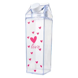 Clayre & Eef Water bottle 500 ml Transparent Plastic Hearts