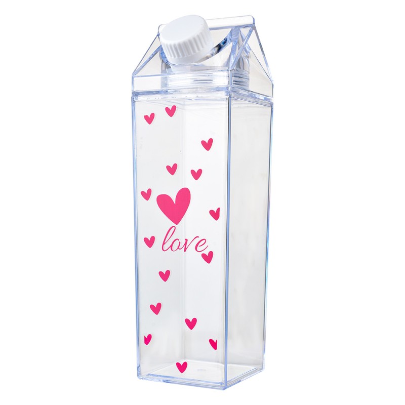 Clayre & Eef Water bottle 500 ml Transparent Plastic Hearts