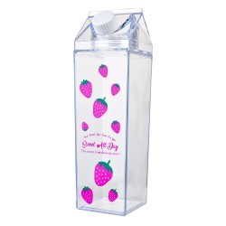 Clayre & Eef Bouteille d'eau 750 ml Transparent Plastique Fraises