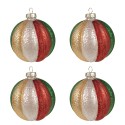 Clayre & Eef Boule de Noël set de 4 Ø 8x8 cm Rouge Vert Verre