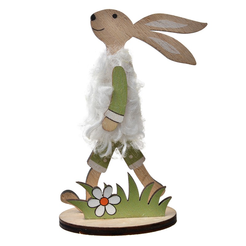 Clayre & Eef Decorative Figurine Rabbit 11 cm Brown Green Wood