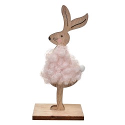 Clayre & Eef Figurine décorative Lapin 12 cm Marron Rose Bois