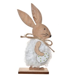 Clayre & Eef Figurine décorative Lapin 15 cm Marron Rose Bois