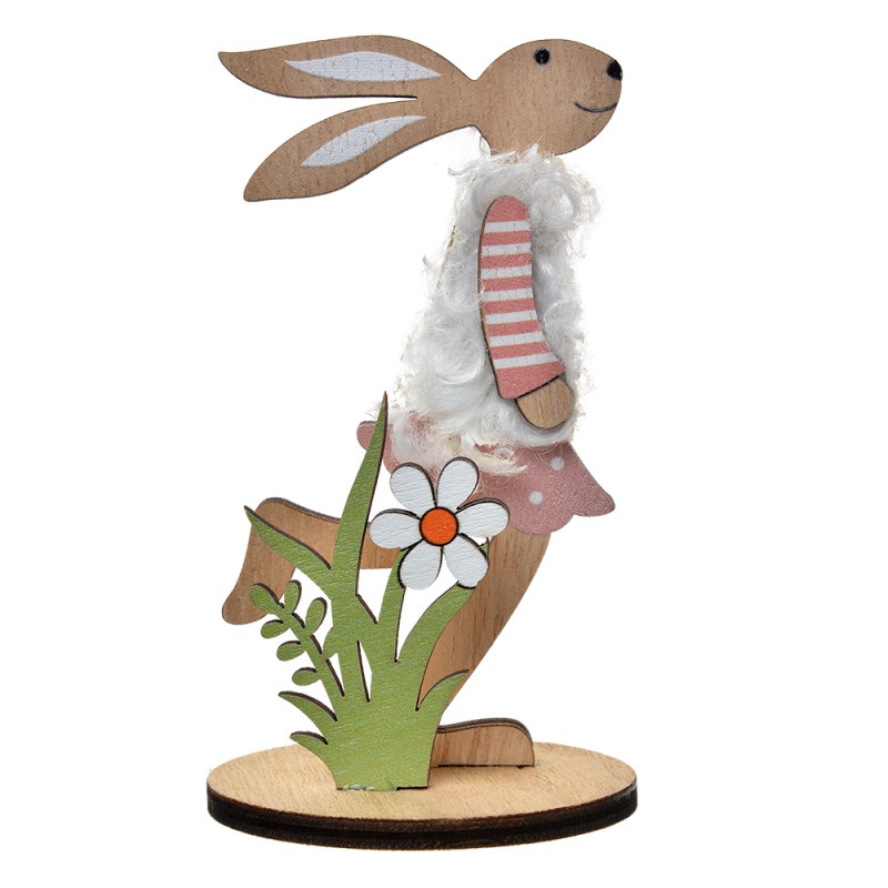 Clayre & Eef Decorative Figurine Rabbit 12 cm Brown Red Wood