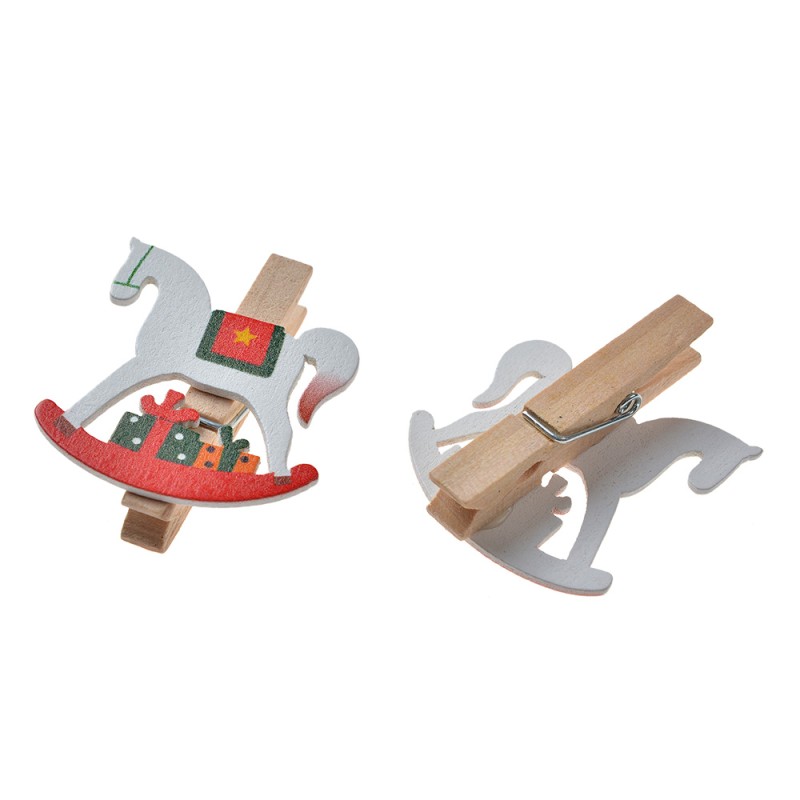 Clayre & Eef Decoratieve Knijpers 4x1x4 cm Wit Hout Hobbelpaard