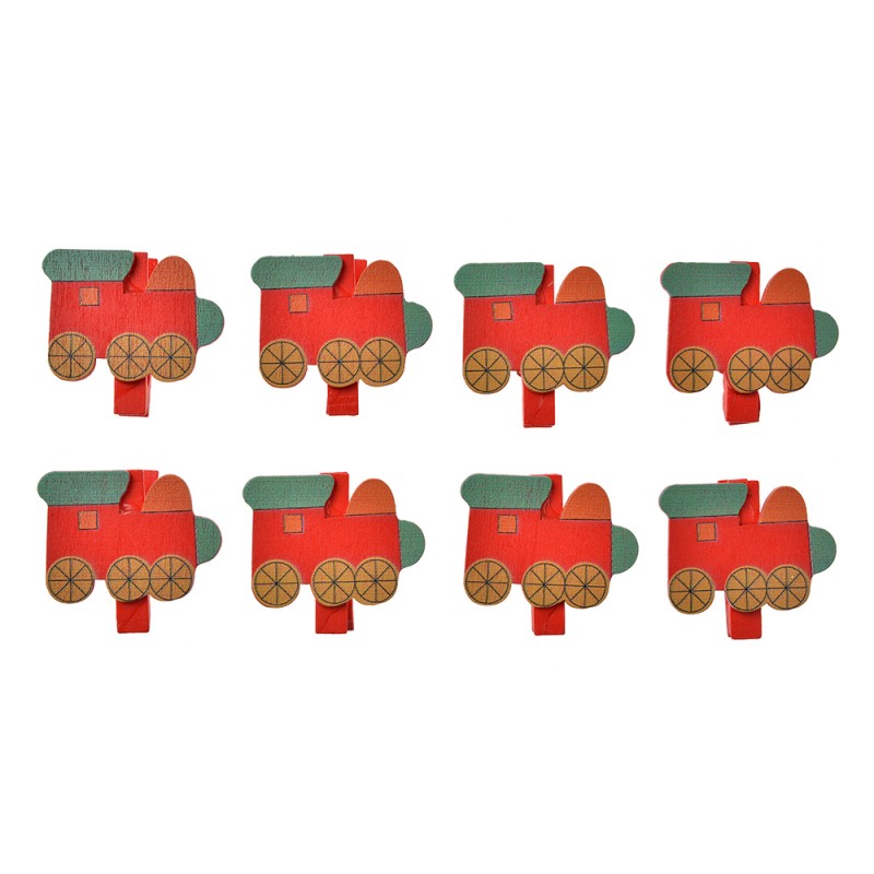 Clayre & Eef Decoratieve Knijpers 4x1x3 cm Rood Hout Trein