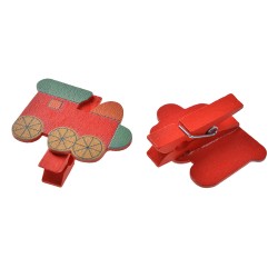 Clayre & Eef Decoratieve Knijpers 4x1x3 cm Rood Hout Trein