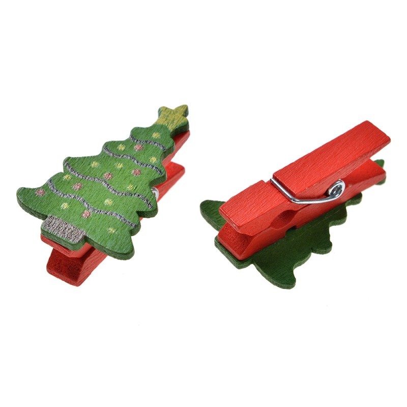 Clayre & Eef Mollettine decorative 2x1xx4 cm Verde Legno  Alberi di Natale