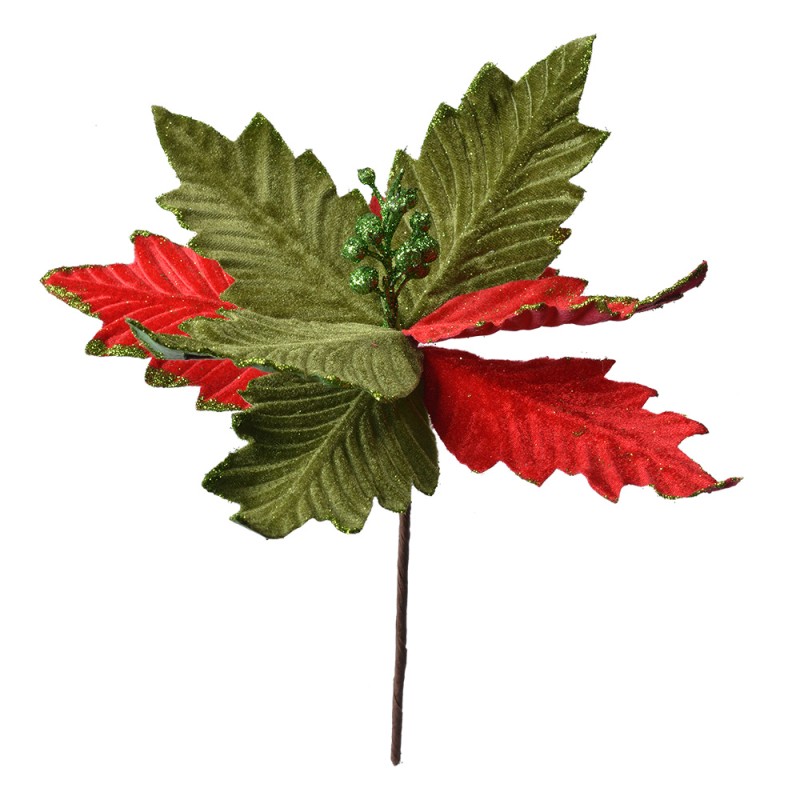 Clayre & Eef Plante artificielle Poinsettia Ø 26x28 cm Vert Rouge Plastique