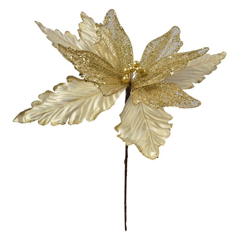 Clayre & Eef Artificial Plant Poinsettia Ø 45x57 cm Gold colored Plastic