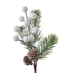 Clayre & Eef Ramo di decorazione 22 cm Bianco Verde  Plastica