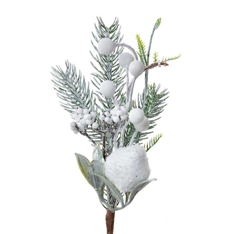 Clayre & Eef Decorative Branch 26 cm White Green Plastic