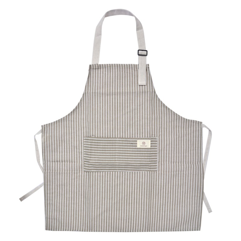 Clayre & Eef Tablier de cuisine 65x70 cm Gris Polyester Rayures