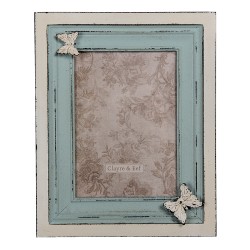 Clayre & Eef Bilderrahmen 13x18 cm Blau Beige MDF Schmetterling