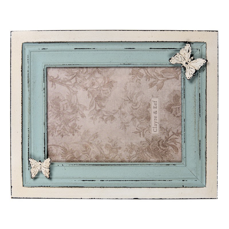 Clayre & Eef Fotolijst  13x18 cm Blauw Beige MDF Vlinder