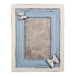 Clayre & Eef Fotolijst  10x15 cm Blauw MDF Vlinder