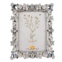 Clayre & Eef Bilderrahmen 10x15 cm Silberfarbig Kunststoff Glas Blumen