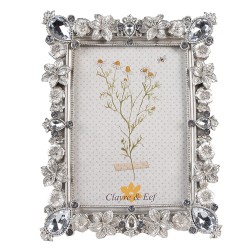 Clayre & Eef Photo Frame 10x15 cm Silver colored Plastic Glass Flowers