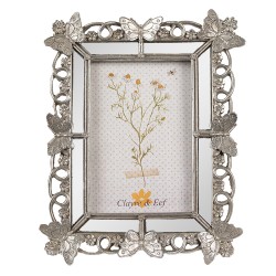 Clayre & Eef Photo Frame 13x18 cm Silver colored Plastic Glass Butterflies