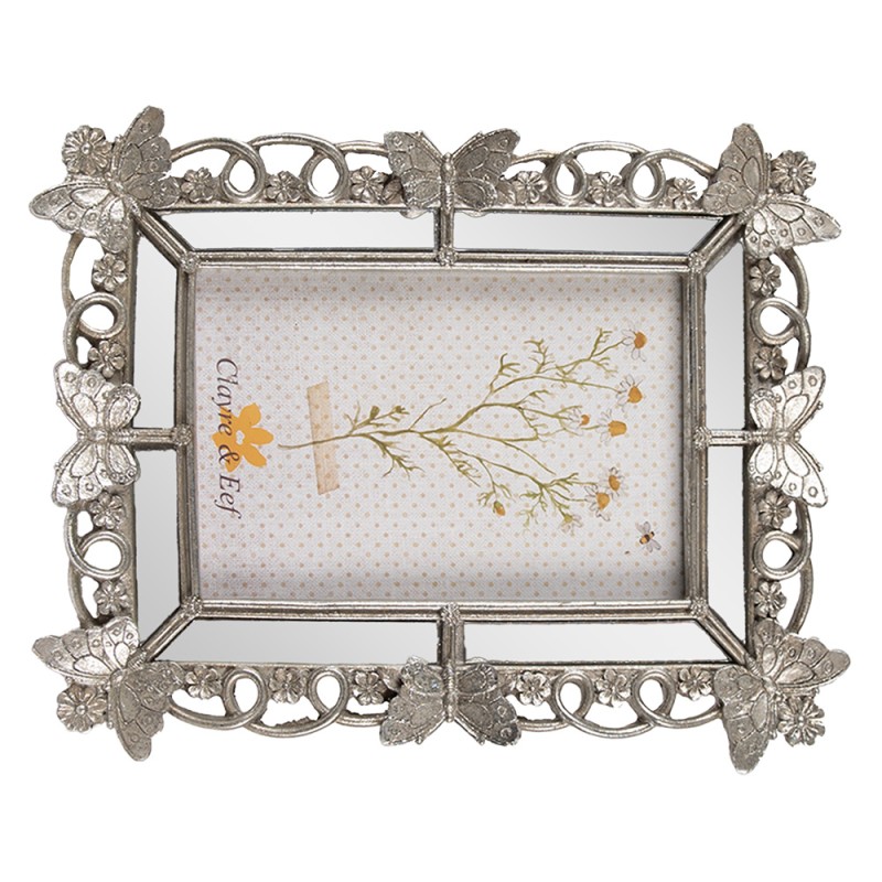 Clayre & Eef Photo Frame 13x18 cm Silver colored Plastic Glass Butterflies