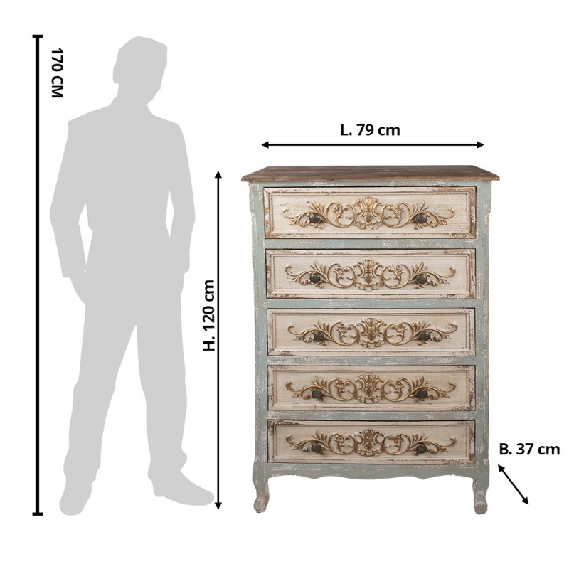 Clayre & Eef Dresser 79x37x120 cm Beige Wood