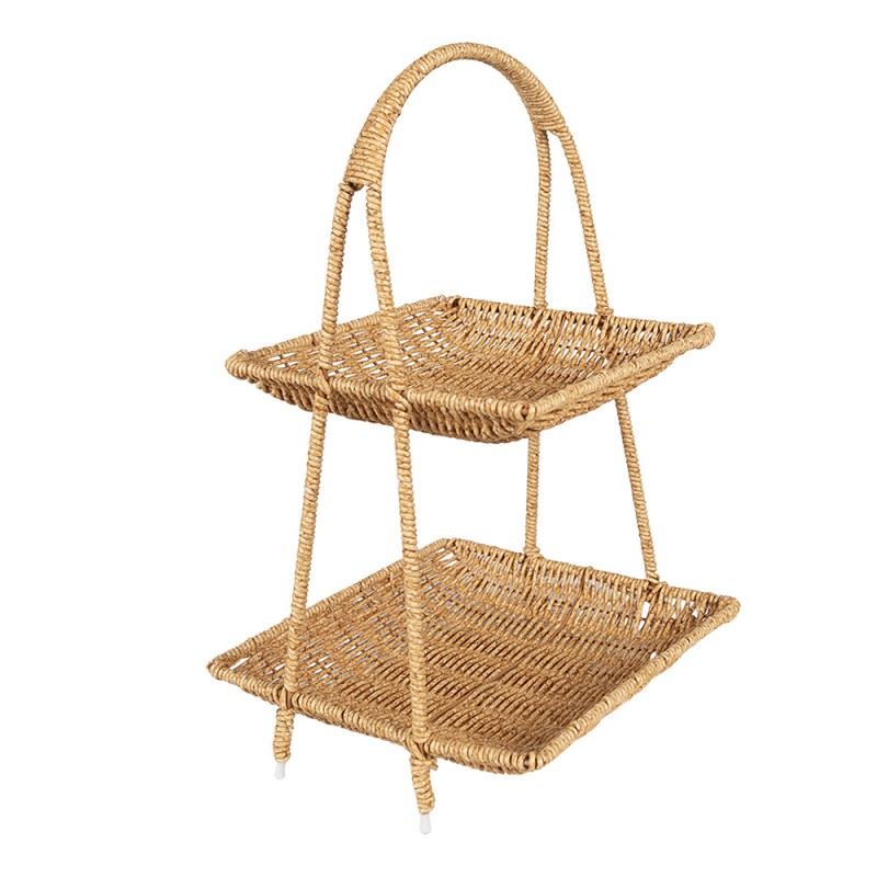 Clayre & Eef 2-Tiered Stand 23x23x39 cm Beige Plastic