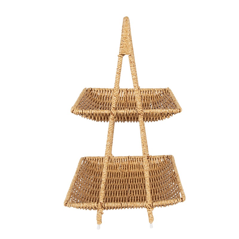 Clayre & Eef 2-Tiered Stand 23x23x39 cm Beige Plastic