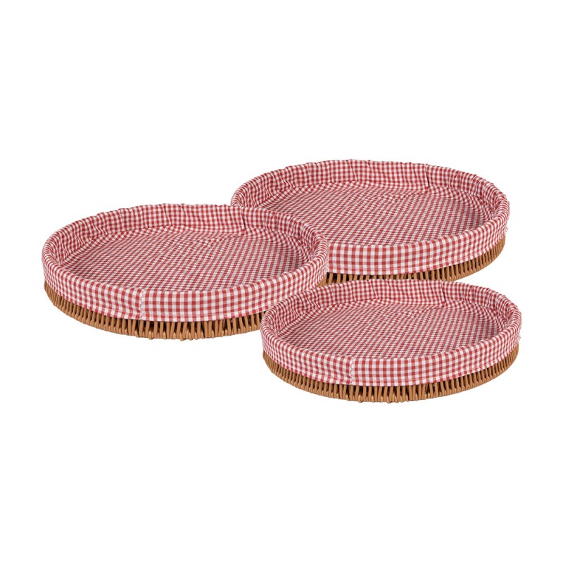 Clayre & Eef Plat de service set de 3 Ø 35/ Ø 31 / Ø 27 cm Marron Plastique Rond