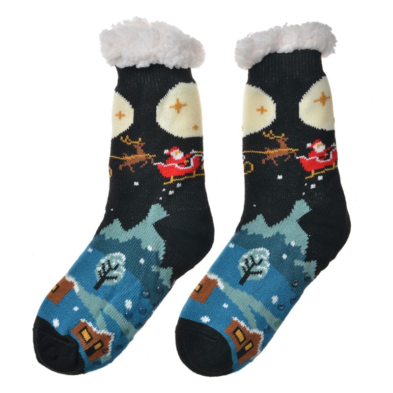 Clayre & Eef Chaussettes de Noël one size Noir Synthétique Père Noël