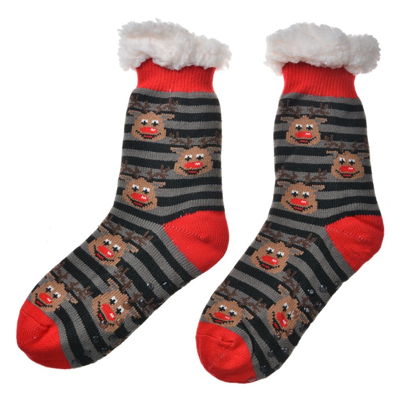 Clayre & Eef Christmas socks one size Grey Synthetic Reindeers