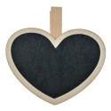 Clayre & Eef Lavagna da gesso Cuore 8x2x8 cm Nero Legno