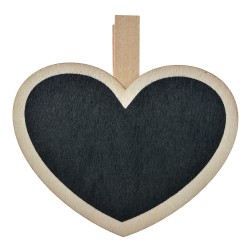 Clayre & Eef Tableau noir Coeur 8x2x8 cm Noir Bois