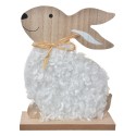 Clayre & Eef Dekorationsfigur Kaninchen 14x5x17 cm Braun Weiß Holz Textil