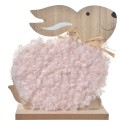 Clayre & Eef Decoratie Beeld Konijn 14x5x17 cm Bruin Roze Hout Textiel