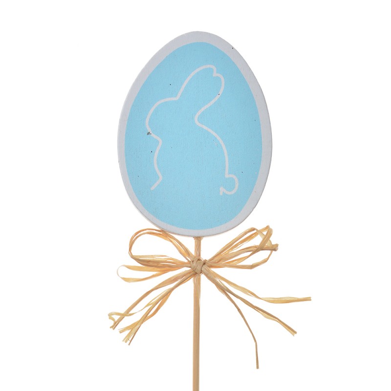 Clayre & Eef Plant stake Egg 30 cm Blue Wood