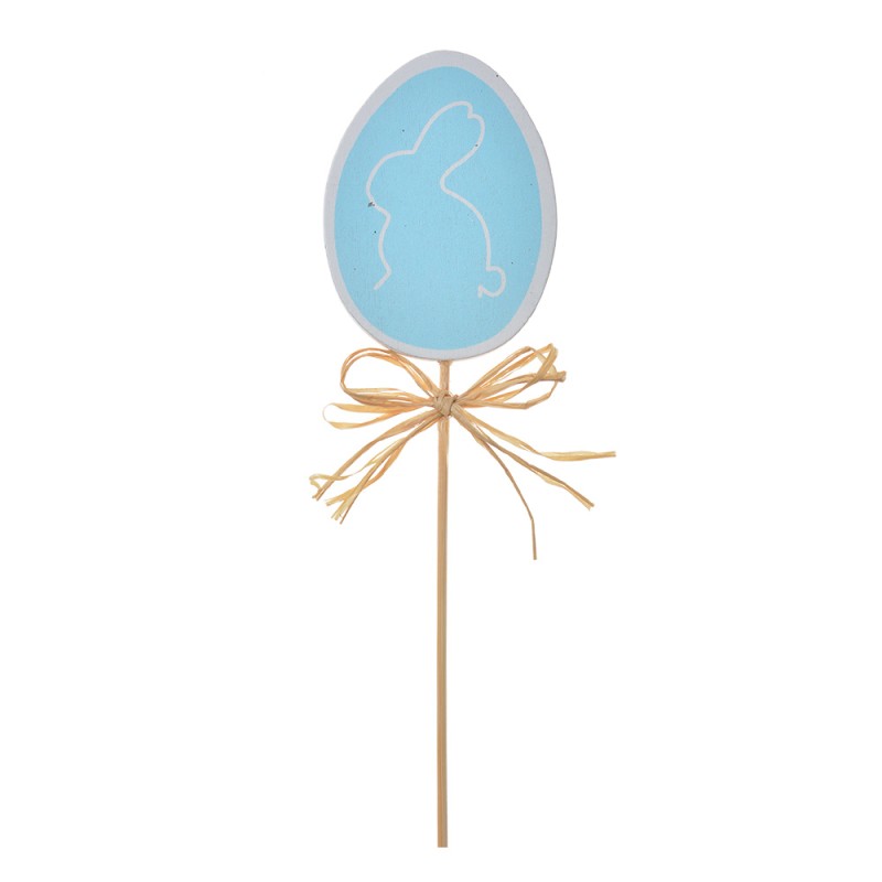 Clayre & Eef Plant stake Egg 30 cm Blue Wood