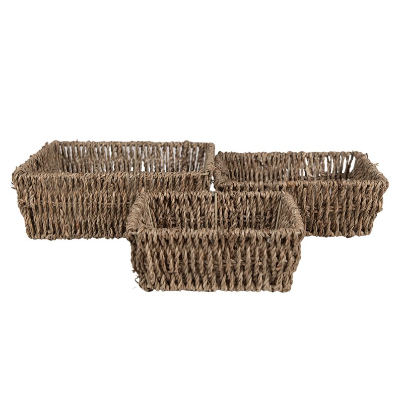 Clayre & Eef Storage Basket Set of 3 Brown Seagrass