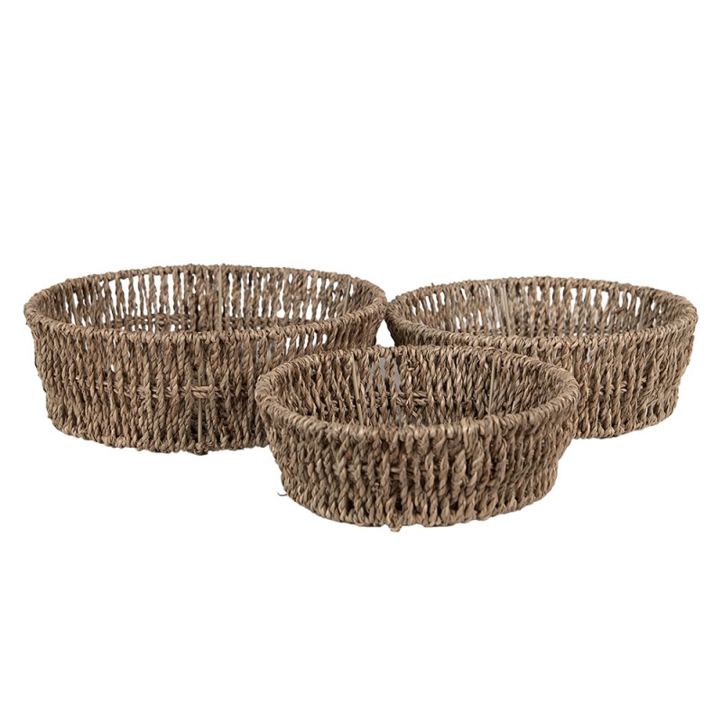 Clayre & Eef Storage Basket Set of 3 Brown Seagrass Rectangle