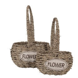 Clayre & Eef Storage Basket Set of 2 Brown Seagrass