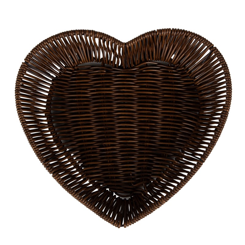 Clayre & Eef Basket Set of 3 Brown Plastic Heart-Shaped