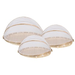 Clayre & Eef Copertura per alimenti Ø 48/ Ø 41/ Ø 35 cm Beige Bambù