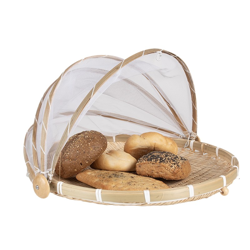 Clayre & Eef Foodcover Ø 48/ Ø 41/ Ø 35 cm Beige Bamboe