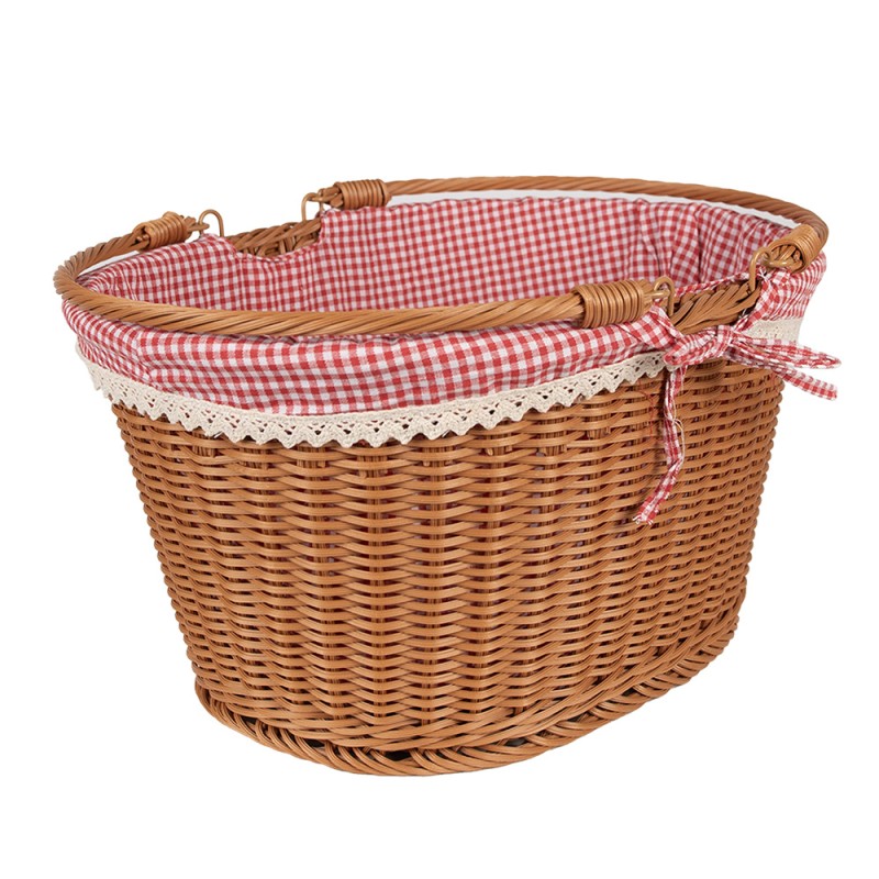 Clayre & Eef Basket with Handle 38x30x21 cm Brown Plastic