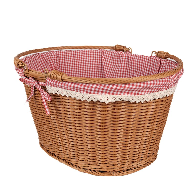 Clayre & Eef Basket with Handle 38x30x21 cm Brown Plastic