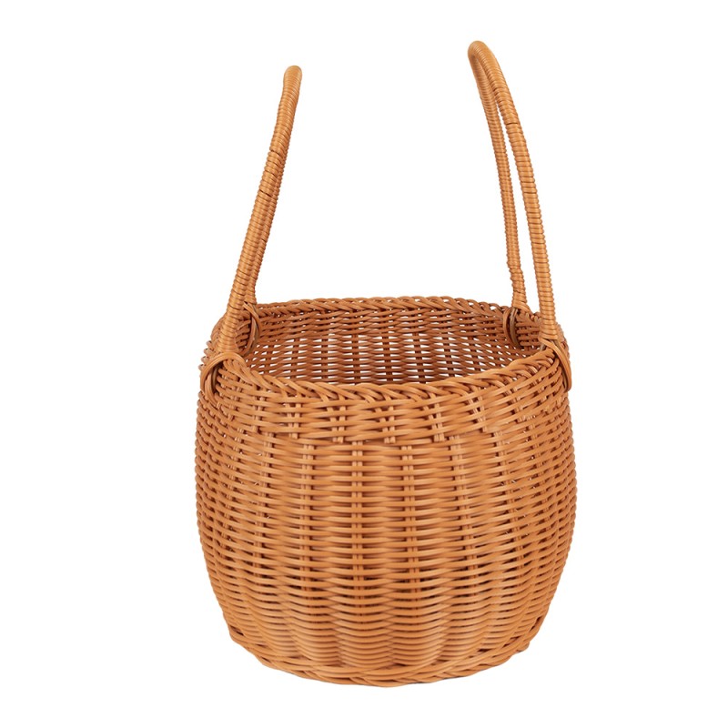 Clayre & Eef Basket with Handle 38x24x19/38 cm Brown Plastic