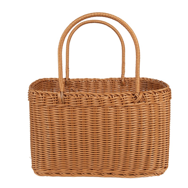 Clayre & Eef Basket with Handle 34x21x19/34 cm Brown Plastic