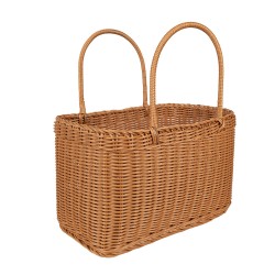 Clayre & Eef Basket with Handle 34x21x19/34 cm Brown Plastic